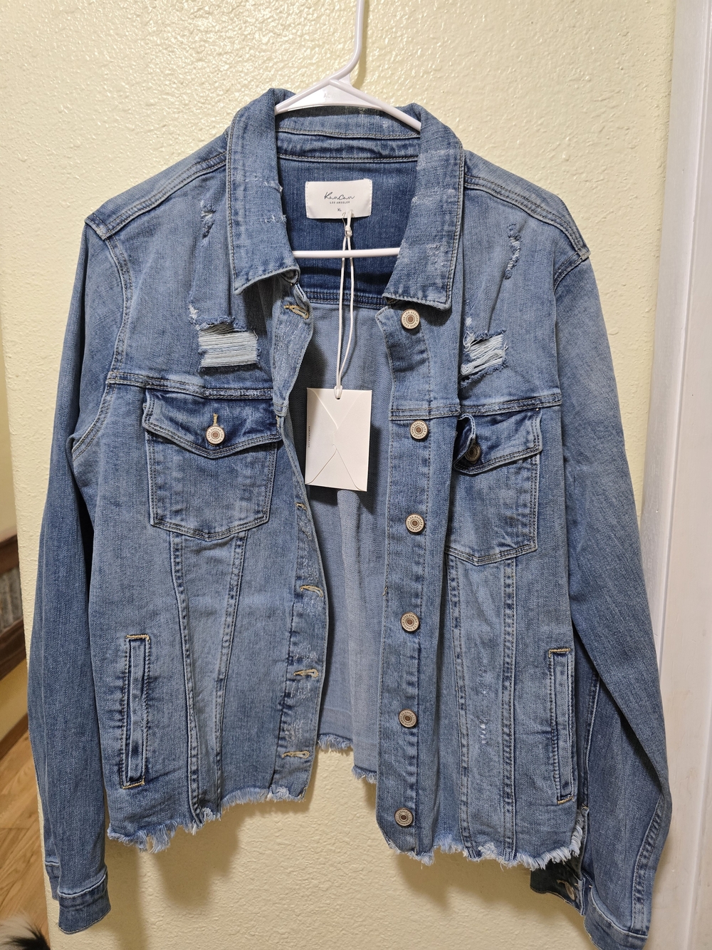 Kancan Light Wash Distressed Denim Jacket